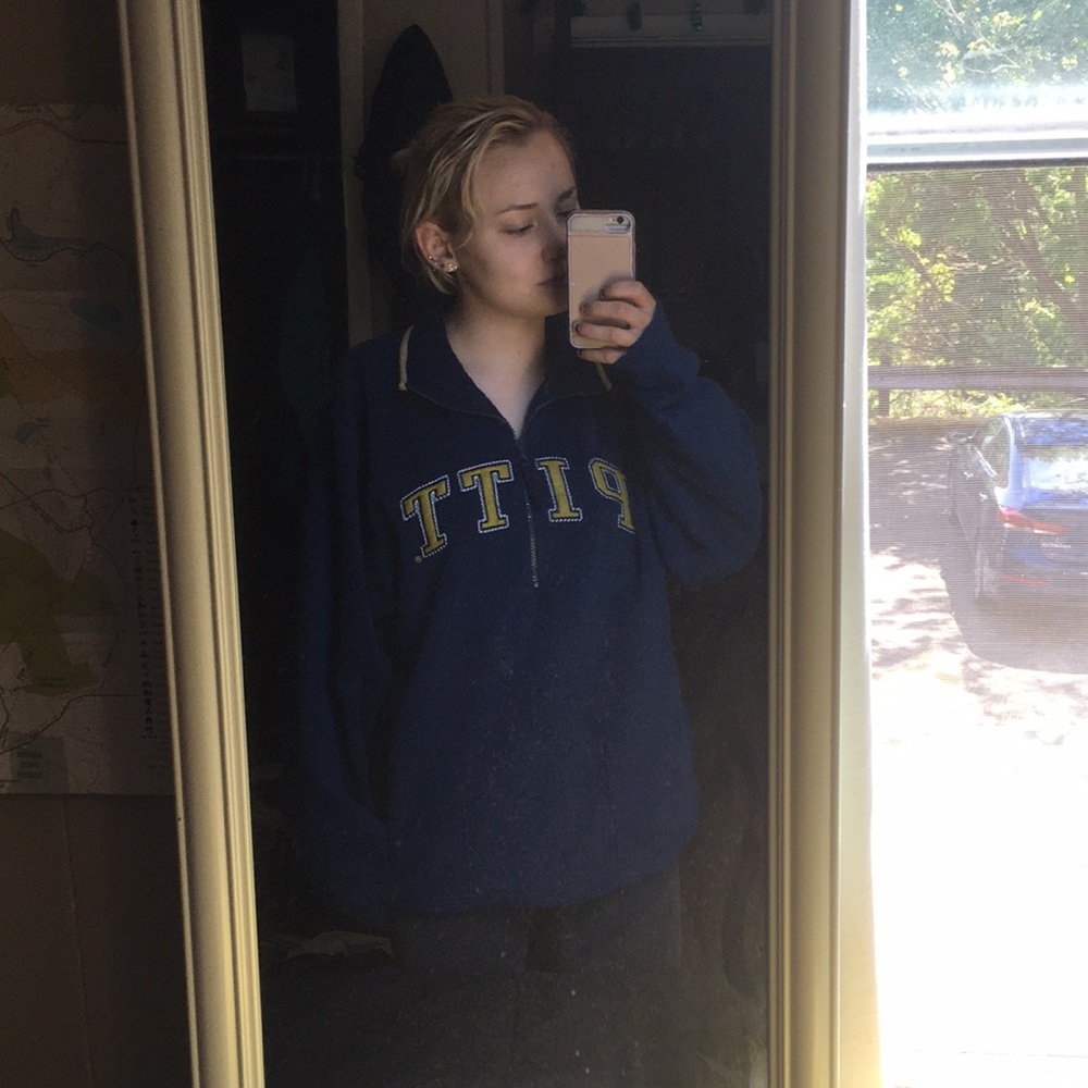 navy University of Pittsburgh fleece pullover M
